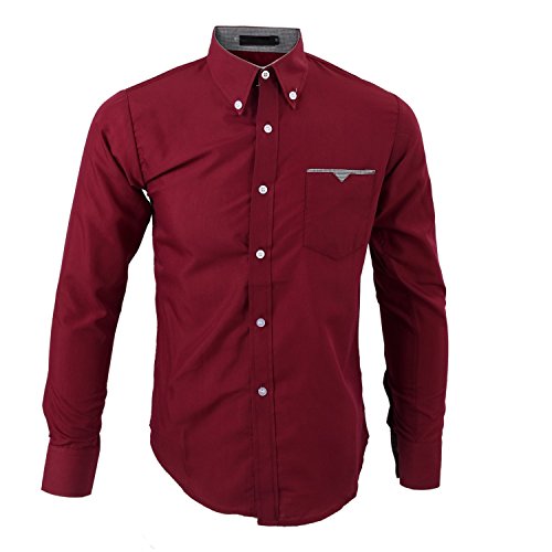 Moda para hombre de lujo de manga larga casual delgado estilo camisa