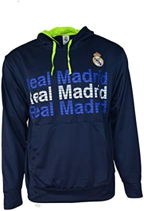 Real Madrid Hoodie Fleece Sweatshirt Jacket Navy New Season (M, Blue)