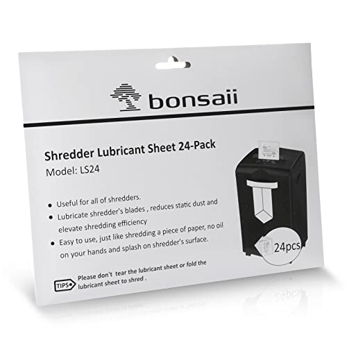 Bonsaii Paper Shredder Lubricant Sheets, 24Pack (8.4 x 5.9 inch/Piece
