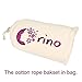 Orino Natural Two Small Cotton Rope Storage Basket with Handles Soft Durable Laundry Toy Pet Storage Nursery Home Decorations Bin (11.81x10.23x6.23 inch, Medium, Off White)