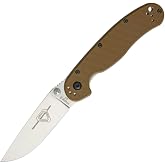 Ontario Knife Company Rat II, Satin D2 Tool Steel Drop-Point Blade Folding Pocket Knife, Coyote Brown G-10 Handle Liner Lock Knife, Everyday Carry Knife &ndash; ON8828CB