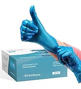 Blue Vinyl Disposable Gloves Medium 50 Pack - Latex Free, Powder Free Medical Exam Gloves - Surgi...