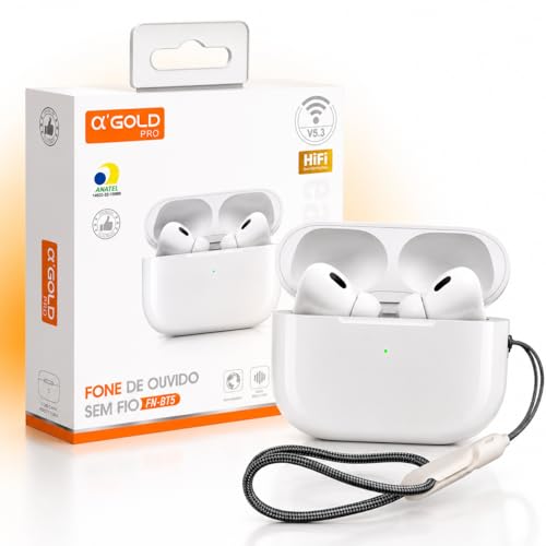Fone Sem Fio Bluetooth Bt-5 Anti Ruido C/Qualidade Premium Cancelamento de Ruído e Bateria Longa Duração | Fone Compatível iOS e Android, controle de toque e case magnetica (Branco)