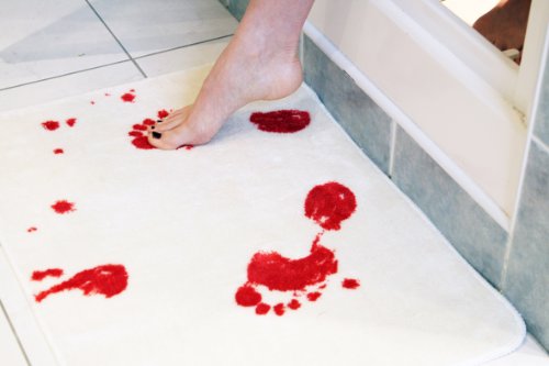Close Up Bath Mat, Soft and Fluffy, Authentic Blood-smeared Footprints