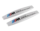 Bzqq 2 pcs///M Car decoration Accessories Zinc alloy Shuttle shape Emblem Badge Decal Fender Side Sticker Apply To For BMW (Silver)