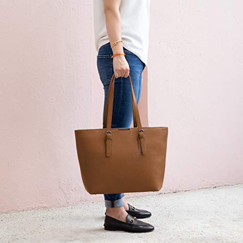 David Jones - Women's Large Handbag - Tote Bag Shopper PU Leather - Shoulder Bag Work Shopping Large Capacity Leather - Long Handle Shopping Bag - School Student Fashion - Camel Brown