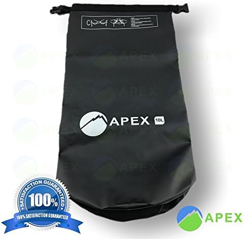 APEXBRAND Black Waterproof Dry Bag Roll Top Dry Compression Sack Keeps Gear Dry Kayaking Beach Rafting Boating Hiking Camping Fishing Protection