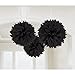 S-Shine Set of 3 Tissue Pom Poms Party Decorations for Weddings, Birthday Parties Baby Showers and Nursery Décor (16-inch Diameter, Misterious Black)