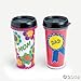 Fun Express Set of 6 Pieces DIY Travel Coffee Mugs, Holds 16 oz, BPA Free Plastic, Crafts for Kids and Gifts, Clear and Black