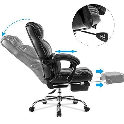 Merax Portland Technical Leather Big & Tall Executive Recliner Napping - Black