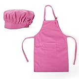 Opromo Colorful Cotton Canvas Kids Aprons and Hat Set, Party Favors(S-XXL)