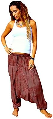 Revital Imports Women Boho Yoga Hippie Baggy Aladdin Harem Pants (Red)