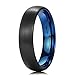 King Will DUO 5mm Blue Black Dome Tungsten Carbide Ring Wedding Band High Polished Brushed Comfort Fit