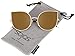SOJOS Cat Eye Mirrored Flat Lenses Ultra Thin Light Metal Frame Women Sunglasses SJ1022 with Gold Frame/Gold Mirrored Lens