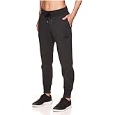 Reebok Women's Cozy Fleece Jogger Sweatpants with Pockets (XXX-Large, Black Heather)