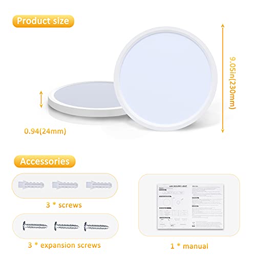 Lámpara de Techo LED Salon Moderna 4000K 1600LM Lamparas de dormitorio de Techo Habitacion Blanco Natural 18W Ø23CM Plafon LED Cocina Estar Balcón Pasillo