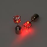 AYAMAYA 1 Pair Christmas Light up LED Earrings Bright Stylish Glowing Ear Studs Party Light (Red)