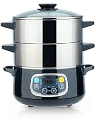 Secura Electric Food Steamer, Vegetable Double Tiered Stackable Baskets with Timer 1200W Fast Heating Stainless Steel Digital Steamer 8.5 Quart