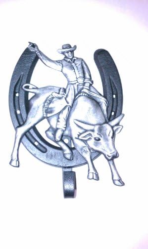 Lucky Horseshoe Wall Hook With Bull Rider