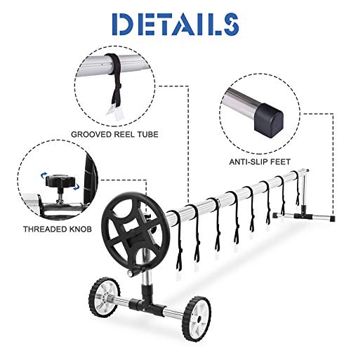 Pool Cover Reel Set 1822 Feet Adjustable Solar Cover Reel for Inground Swimming Pools Aluminum