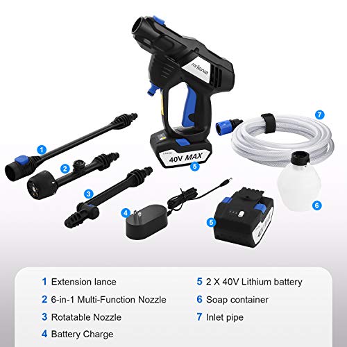 mrliance MR-XK005233 40V Cordless Portable Power Cleaner, MAX 960 PSI Power Washer with Accessories 2 Batteries and Charger Included