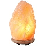 TULA Himalayan Large Pink Salt Crystal Lamp with Beautiful Amber LED Light, Wood Base