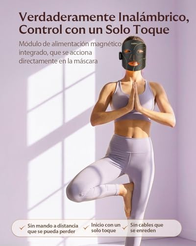 Máscara LED Facial Inalámbrica Recargable de Silicona Flexible NVV03