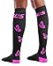 SLS3 Compression Socks for Women 20-30 mmHg Knee High - Womens Graduated Compression Running Socks - Sports, Travel, Recovery (Black-Purple, Medium-Large)