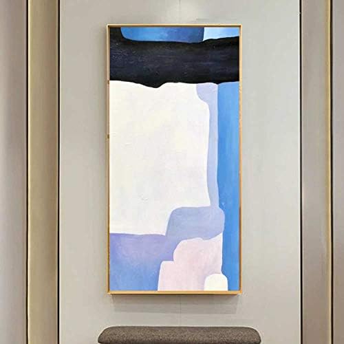 キャンバスに手描き油絵現代風景テクスチャ油絵 北欧ポップ抽象的シンプルな白と青の落書きカラーブロック リビングルームのオフィスホテル No Fのための大きな壁のアートの装飾 Gcamedia Com