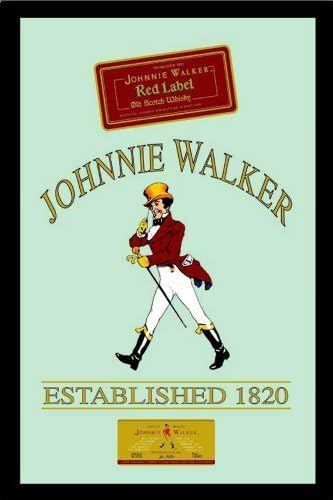 Mouse Company Empire Merchandising 537447 Printed Mirror with Plastic Frame with Wood Effect Featuring Johnnie Walker Whiskey Advert 20 x 30 cm