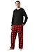 #followme Polar Fleece Pajama Pants Set For Men/Sleepwear,Black Top / Red Buffalo Plaid Pant,Medium