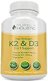 Vitamin D3 5000IU with K2 (MK7), Great Value 150 Vitamin D3 K Capsules, Easy to Swallow Vitamin D and K Supplement, Non GMO Vitamin D & K Complex