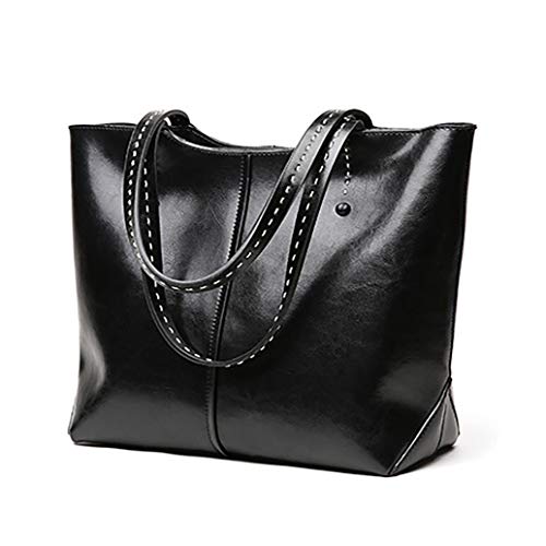 Tote Bags For Women Shoulder Handbags Large Capacity Travel Soft Shopping Neat (1.black)