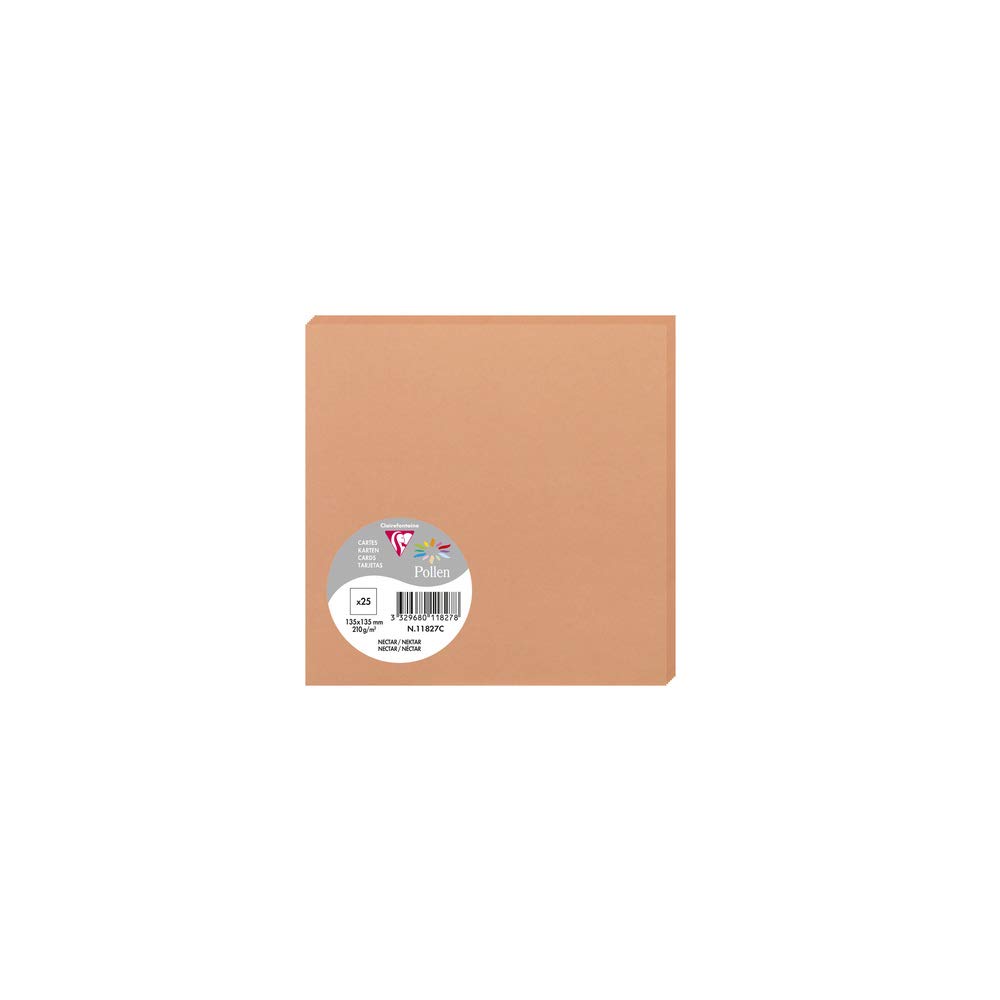 Clairefontaine 11827C Pack of 25 Plain Cards Square Format 13.5x13.5cm 210gsm Nectar colour Invitation Correspondence Boards Pollen Range Smooth Premium Paper — image 1