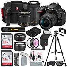 Nikon D5600 DSLR Camera with NIKKOR 18-55mm + 70-300mm Lenses W/2 x 32GB Memory Card + Digital Slave Flash + Filters, Telephoto & Wideangle Lens, Xpix Lens Accessories with Deluxe Bundle
