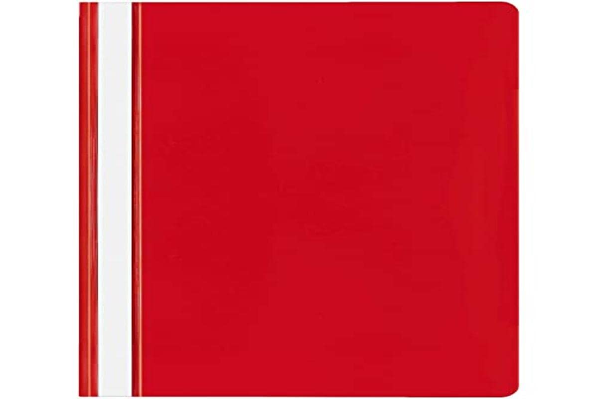 VELOFLEX 4748021 File Folder DIN A4 Polypropylene Transparent Cover with Labelling Strips Red Pack of 20