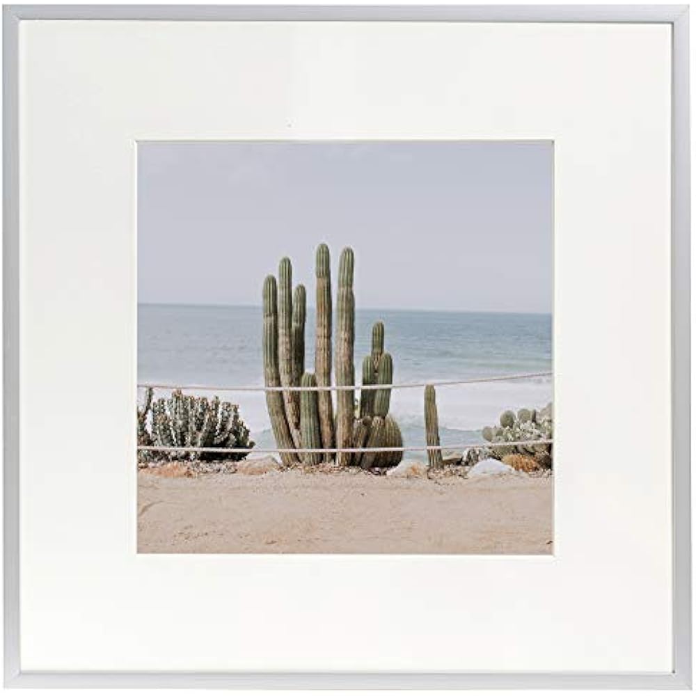 Frametory,12x12inch Square Photo Frames Aluminum Silver Picture With