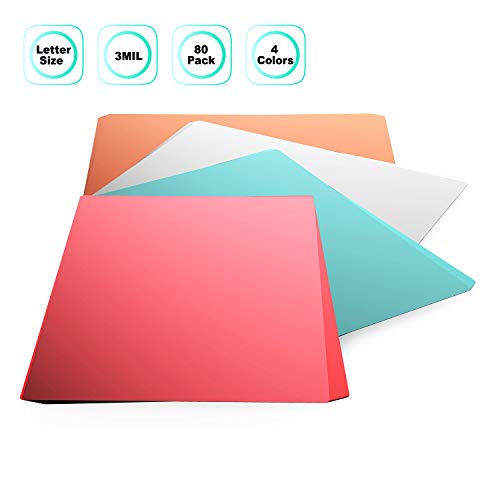 Thermal Laminating Pouches,Jiehome 4-Colors 80 Packs 3 Mil Clear Letter Size Laminating Sheets -9X 11.5Inch Great for Signs, Schedules,Certificates,Kids Artwork,and More