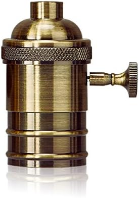 Homestia E26/E27 Copper Medium Base Retro Vintage Screw Light Socket Thread Keyless Light Socket Lamp Holder Fixture Replacement with Removable Turn Knkob, Bronze