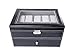 Sodynee Black Pu Leather 20 Grid Jewelry Watch Display Organizer Gloss Top Box Case Large