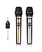Wireless Microphone System, UHF Dual Handheld Dynamic Mic Set with Rechargeable Receiver, 1/4