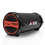 Axess Spbt1031-Rd Portable Bluetooth Indoor/Outdoor 2.1 Hi-Fi Cylinder Loud Speaker With Sd Card, Usb, Aux And Fm Inputs, 3" Sub In Red Color (688474260153)