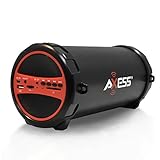 Axess SPBT1031-RD Portable Bluetooth Indoor/Outdoor 2.1 Hi-Fi Cylinder Loud Speaker with SD Card, USB, AUX and FM Inputs, 3" Sub In Red Color