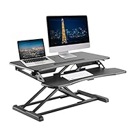 TechOrbits Standing Desk Converter - 32" Height Adjustable Stand Up Desk Riser - Sit to Stand Desktop Workstation