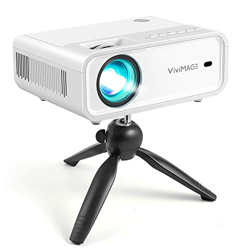 VIVIMAGE Explore 2 Mini Projector, 4000 Lux HD 1080P Supported LCD Led Home Theater Video Projector with Convenient Tripod Compatible with TV Stick, HDMI, VGA, USB, Smartphone, PC, TV Box, PS4