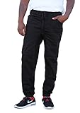 REVOL MEN'S TWILL / DENIM DROP CROTCH HAREM JOGGER PANTS, Medium SG002-BLACK