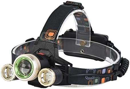 LED Headlamp Flashlight Rechargeable - Senkolas 2017 New Version 3 Cree LED XM-L2 T6 5000 Lumens Ultra Bright Headlamps, Zoomable, Waterproof Head Torch Flashlight with 18650 Battery, Green