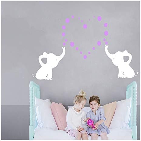 Bdecoll Nursery Wall Decals,Baby Boy or Girl Bedroom Decoration,Elephants Wall Stickers | Nursery décor (Purple Bubble Elephant)