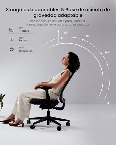 ProtoArc Ergonomic Desk Chair High Back Nylon Mesh, Incline Weight-Adaptive, Breathable Seat, Adjustable Arms, Tilt Lock (Flexer – Black)