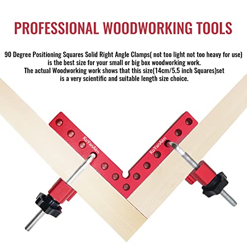 Pocket Hole Jig EAWONGEE 90 Degree Positioning Squares Right Angle Clamps(4 Pack), 5.5" X 5.5"(14 X 14cm) Aluminum Alloy Clamping Squares For Woodworking, 90 Degree Tool Set